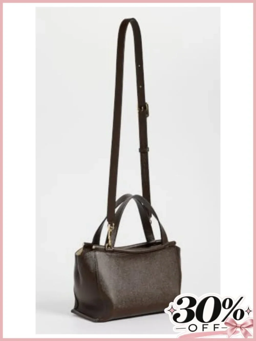 Pebbled Leather Satchel Dual Top Handle Adjustable Strap